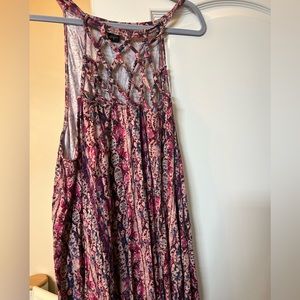 Pink Multicoloured tank with crossed neck